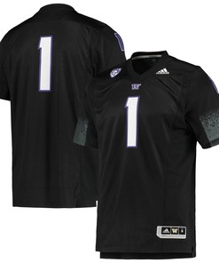Number 1 Washington Huskies Adidas Team Premier Football Jersey Black Ncaa