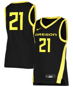 Number 21 Oregon Ducks Team Replica Basketball Jersey Black Ncaa