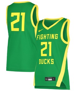 Number 21 Oregon Ducks Team Replica Basketball Jersey Green Ncaa