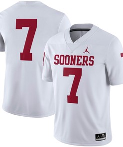 Number 7 Oklahoma Sooners Jordan Brand Team Game Jersey White Ncaa
