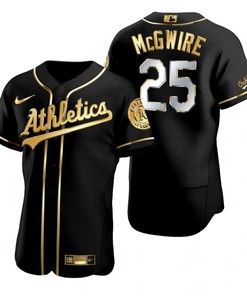 Oakland Athletics #25 Mark Mcgwire Mlb Golden Brandedition Black Jersey Gift For Athletics Fans