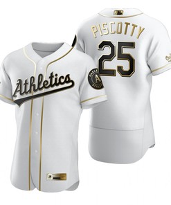 Oakland Athletics #25 Stephen Piscotty Mlb Golden Brandedition White Jersey Gift For Athletics Fans