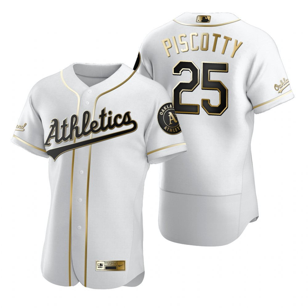 Oakland Athletics #25 Stephen Piscotty Mlb Golden Brandedition White Jersey Gift For Athletics Fans