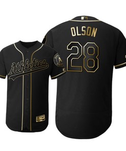 Oakland Athletics #28 Matt Olson Mlb 2019 Golden Brandedition Black Jersey Gift For Athletics Fans