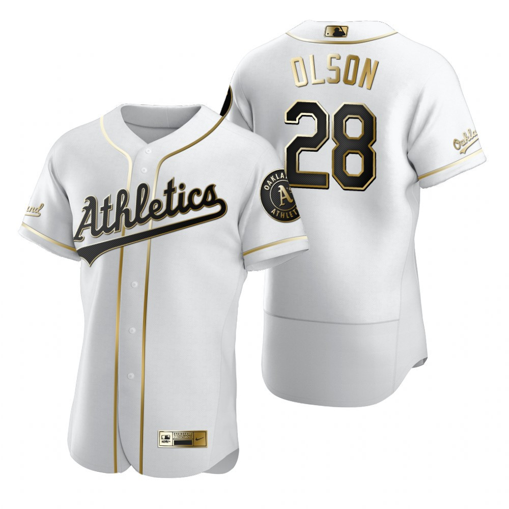 Oakland Athletics #28 Matt Olson Mlb Golden Brandedition White Jersey Gift For Athletics Fans