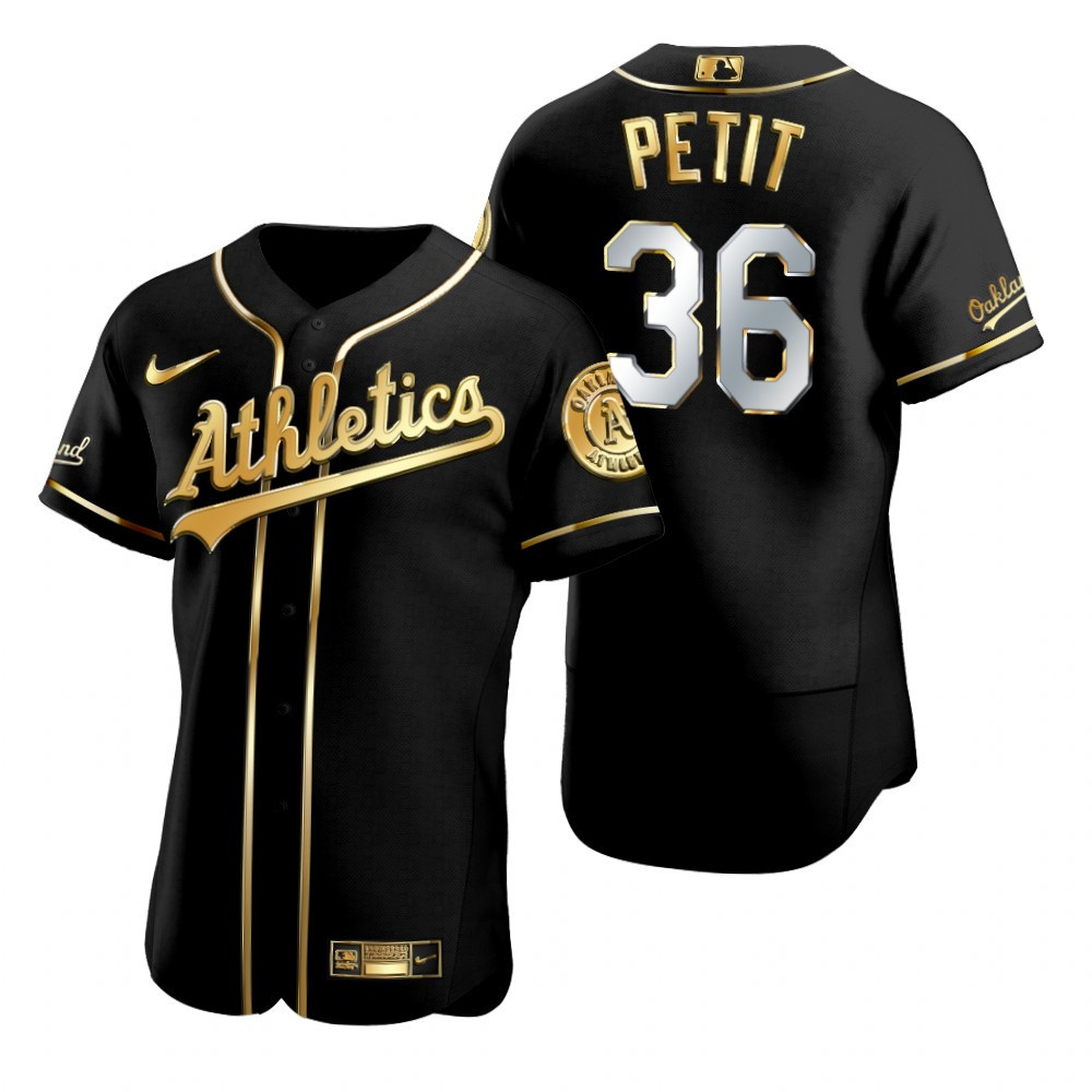 Oakland Athletics #36 Yusmeiro Petit Mlb Golden Brandedition Black Jersey Gift For Athletics Fans