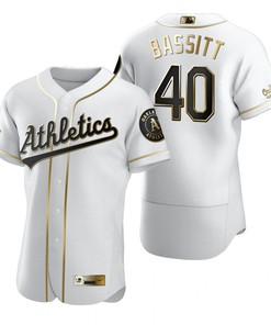 Oakland Athletics #40 Chris Bassitt Mlb Golden Brandedition White Jersey Gift For Athletics Fans