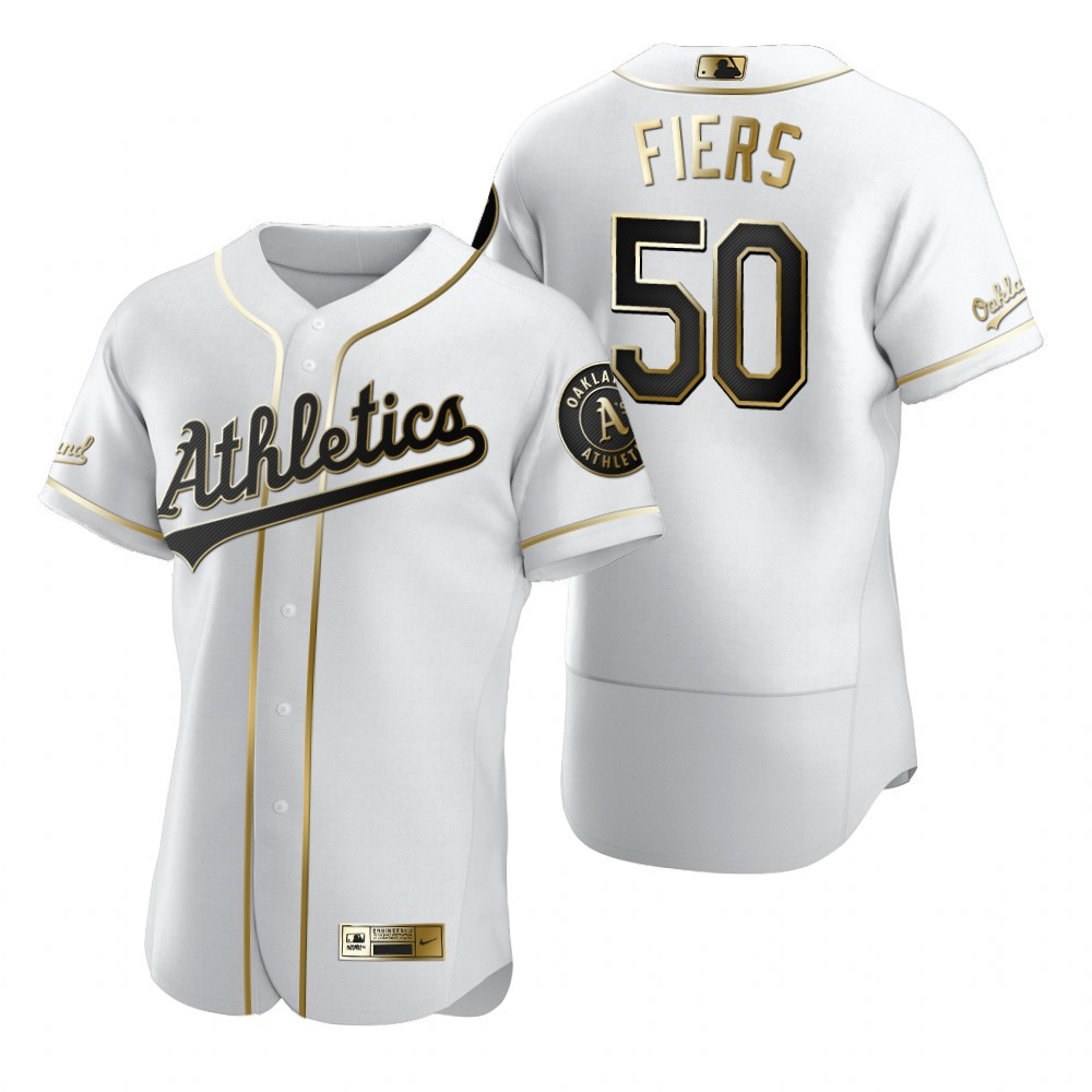 Oakland Athletics #50 Mike Fiers Mlb Golden Brandedition White Jersey Gift For Athletics Fans