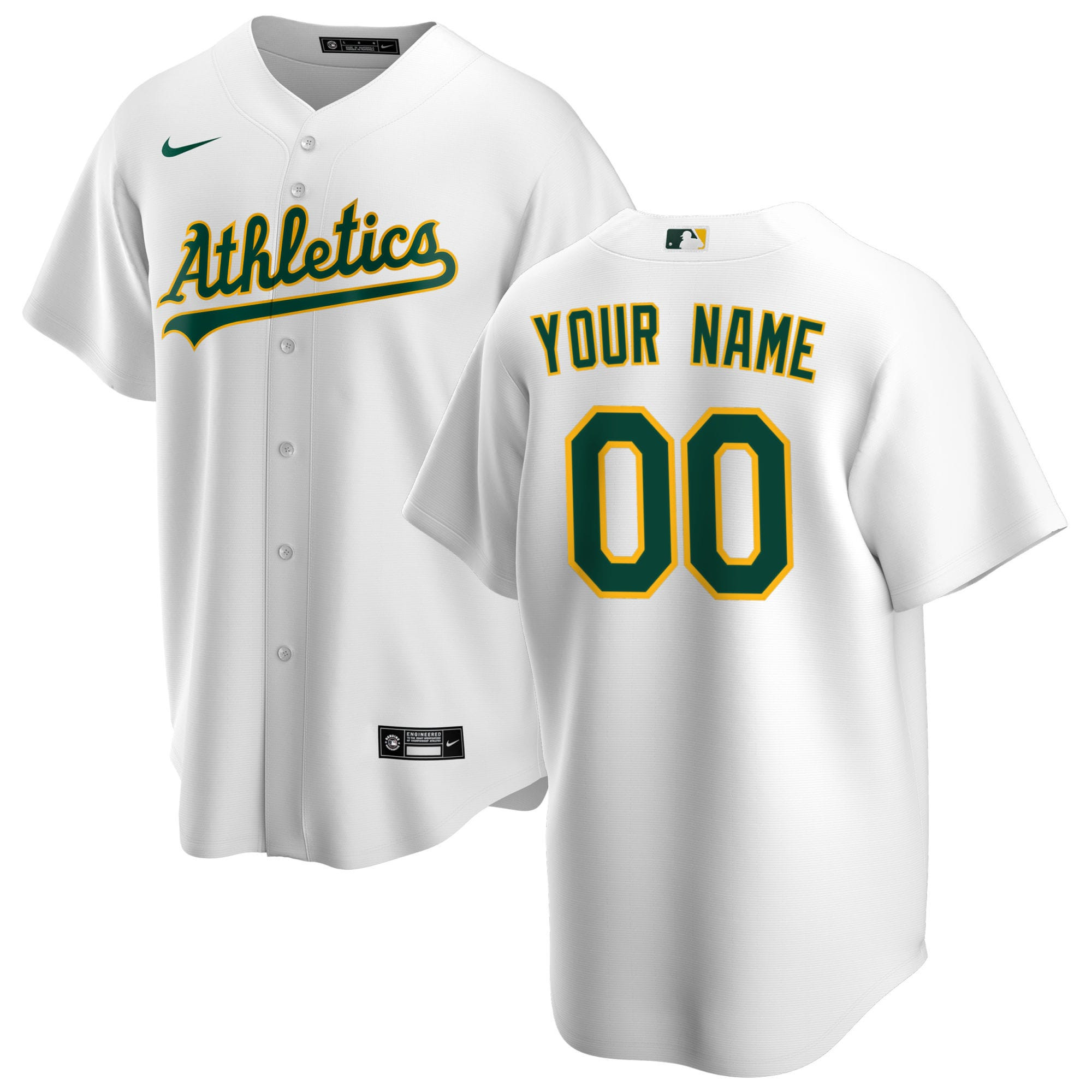 Oakland Athletics Home Replica Custom Jersey - White Custom Jerseys Mlb