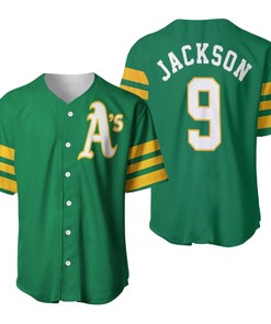 Oakland Athletics Reggie Jackson 9 2020 Mlb Green Jersey Inspired Style Baseball Jersey