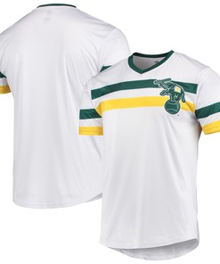 Oakland Athletics Stitches Cooperstown Collection V-neck Jersey - White Mlb