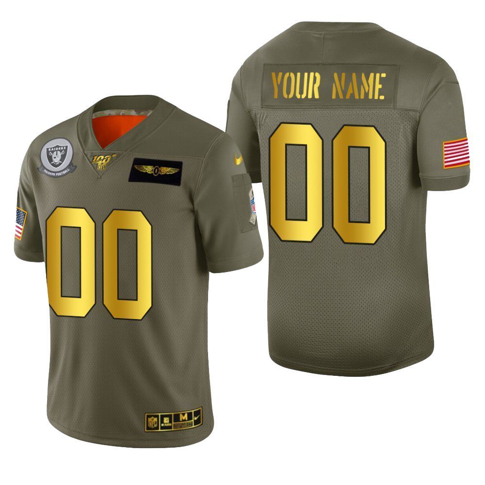 Oakland Raiders Custom 2019 Salute To Service Nfl 100 Mens Jersey Metallic