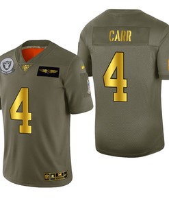 Oakland Raiders Derek Carr 2019 Salute To Service Nfl 100 Mens Jersey Metallic