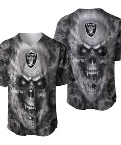 Oakland Raiders Nfl Fan Skull Baseball Jersey