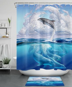 Ocean Abstract White Cloud Dolphin Shower Curtain for a Dreamy and Serene Bathroom Accessory