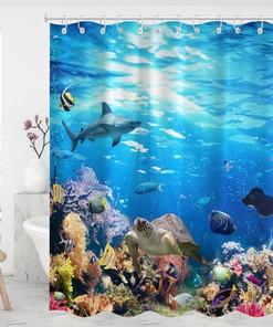 Ocean Fish Shower Curtain for Modern Bathroom Decor