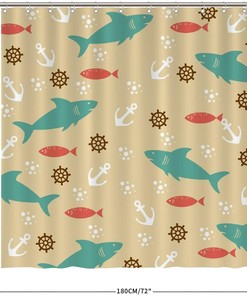 Ocean Sharks Fishes Shower Curtain featuring Anchor by ArogGeld - Perfect for Bathroom Decor