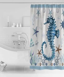 Ocean Starfish Sea Horse Shower Curtain - Home Decor Bathroom Curtain