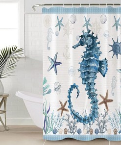 Ocean Starfish Sea Horse Shower Curtain - Home Decor Bathroom Curtain
