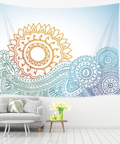 Ocean Waves Shower Curtain - Abstract Sun Design Bathroom Decor Fabric