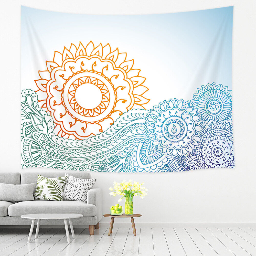 Ocean Waves Shower Curtain - Abstract Sun Design Bathroom Decor Fabric