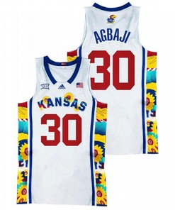 Ochai Agbaji 30 Kansas Jayhawks 2022 Sunflower Showdown Basketball Men Jersey - White