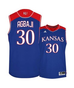Ochai Agbaji 30 Kansas Jayhawks Basketball Men Jersey - Blue
