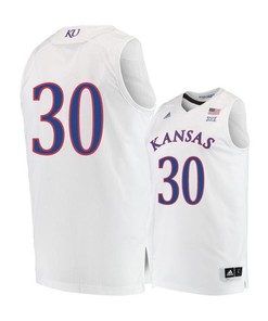 Ochai Agbaji 30 Kansas Jayhawks Basketball Men Jersey - White