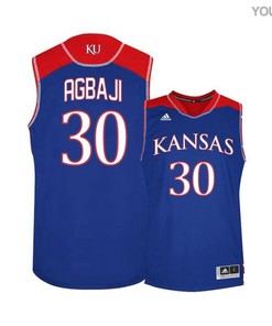 Ochai Agbaji 30 Kansas Jayhawks Basketball Youth Jersey - Blue