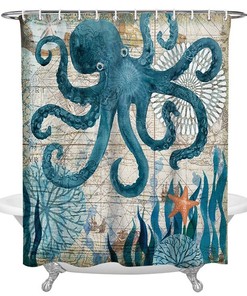 Octopus Bathroom Shower Curtain - Waterproof Fabric