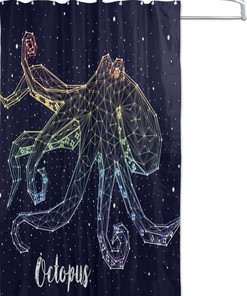Octopus Constellation Shower Curtain for Cosmic Bathroom Decor