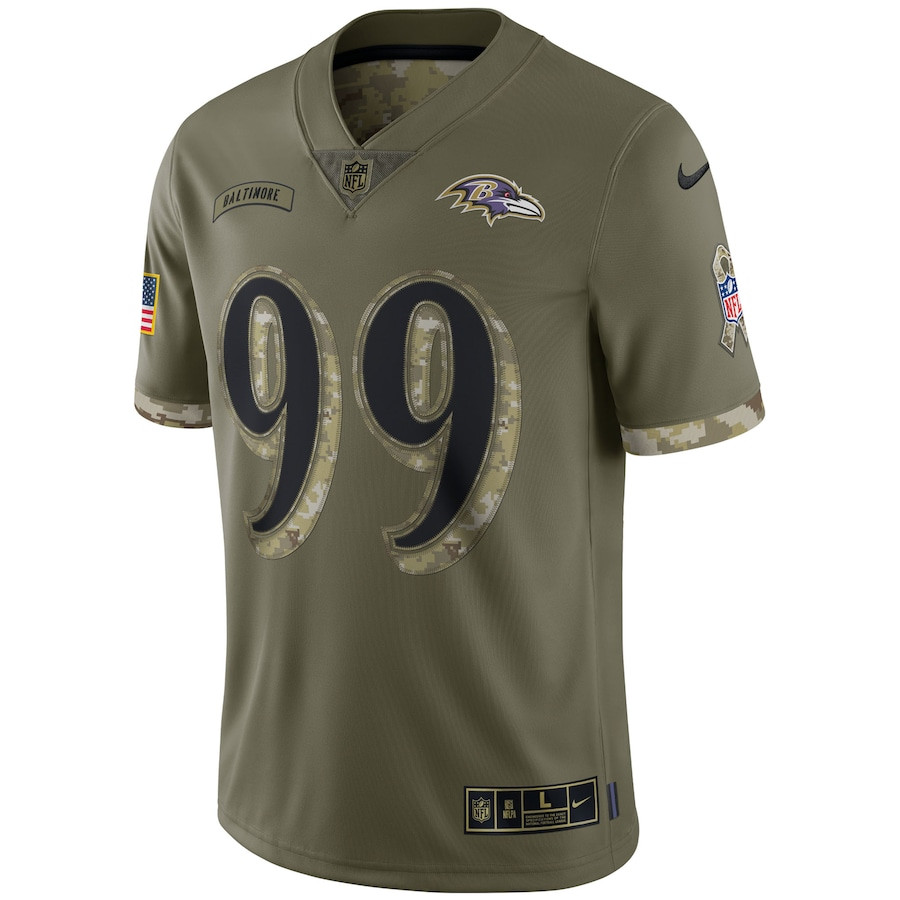 Odafe Oweh 99 Baltimore Ravens 2022 Salute To Service Limited Jersey - Olive