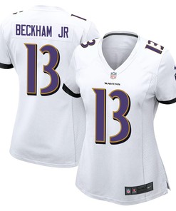 Odell Beckham Jr. 13 Baltimore Ravens Game Women Jersey - White