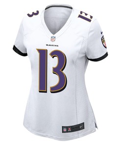 Odell Beckham Jr. 13 Baltimore Ravens Game Women Jersey - White