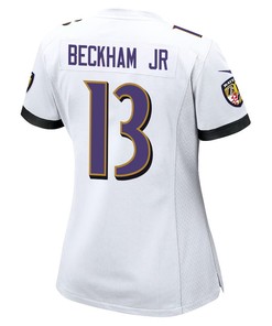 Odell Beckham Jr. 13 Baltimore Ravens Game Women Jersey - White