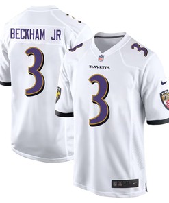 Odell Beckham Jr. 3 Baltimore Ravens Game Men Jersey - White