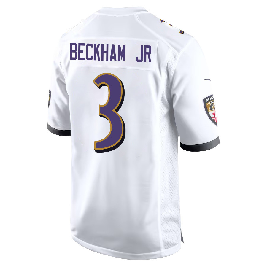 Odell Beckham Jr. 3 Baltimore Ravens Game Men Jersey - White