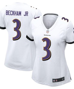 Odell Beckham Jr. 3 Baltimore Ravens Game Women Jersey - White