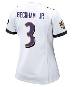 Odell Beckham Jr. 3 Baltimore Ravens Game Women Jersey - White