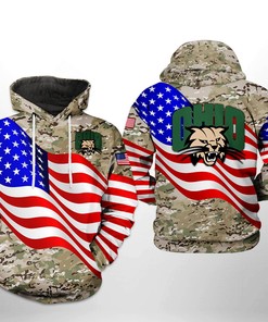 Ohio Bobcats NCAA US Flag Camo Veteran 3D Printed Hoodie/Zipper Hoodie