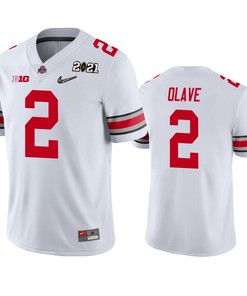 Ohio State Buckeyes Chris Olave 2021 National Championship White Jersey