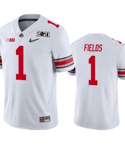 Ohio State Buckeyes Justin Fields 2021 National Championship White Jersey