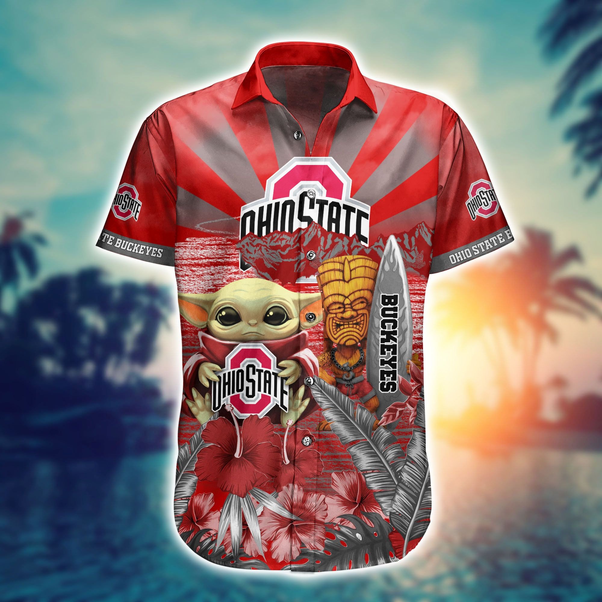 Ohio State Buckeyes NCAA Baby Yoda Hawaiian Shirt for Men And Women