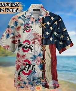 Ohio State Buckeyes NCAA Hibiscus Tropical 4Th Of July Hawaiian Shirt