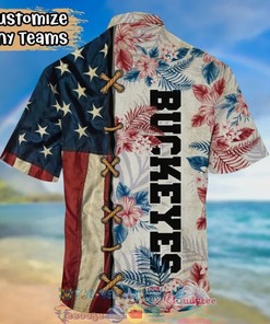 Ohio State Buckeyes NCAA Hibiscus Tropical 4Th Of July Hawaiian Shirt