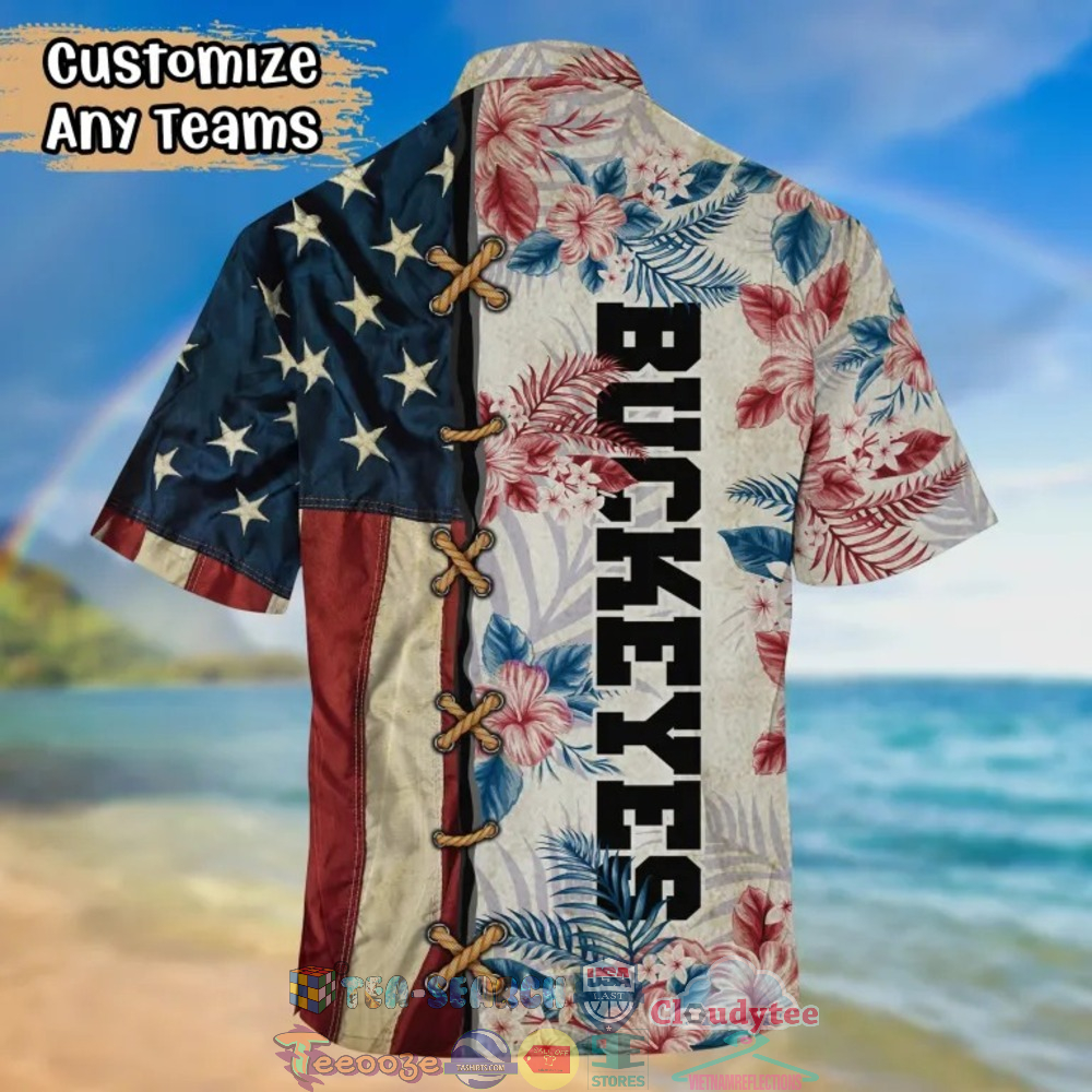 Ohio State Buckeyes NCAA Hibiscus Tropical 4Th Of July Hawaiian Shirt