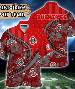Ohio State Buckeyes NCAA US Flag Flower Hawaii Shirt For Fans