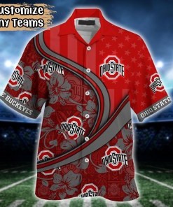 Ohio State Buckeyes NCAA US Flag Flower Hawaii Shirt For Fans