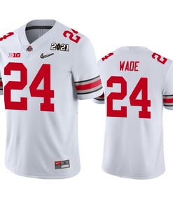 Ohio State Buckeyes Shaun Wade 2021 National Championship White Jersey