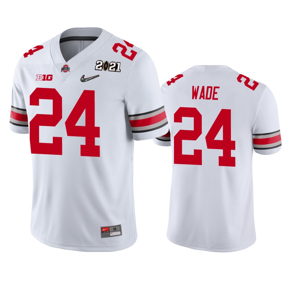 Ohio State Buckeyes Shaun Wade 2021 National Championship White Jersey